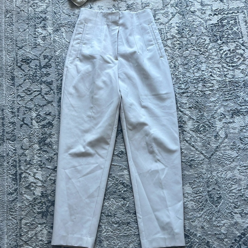 Zara High Waist Cream Trousers